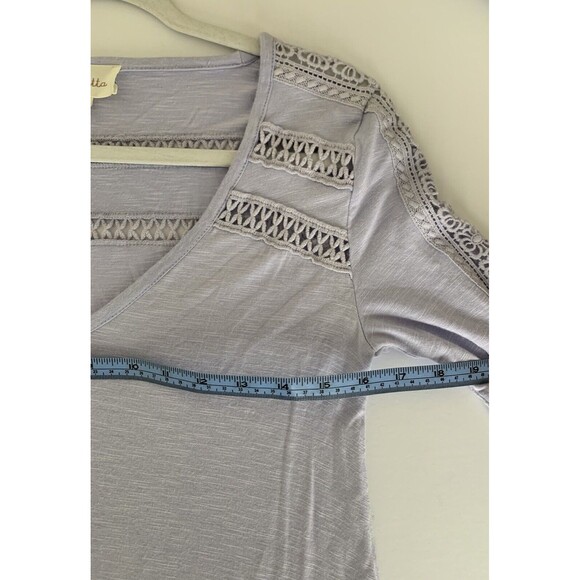Anthropologie Deletta Womens Top Size XS Lavender Long Sleeve Lace-Line Tee - Picture 7 of 9